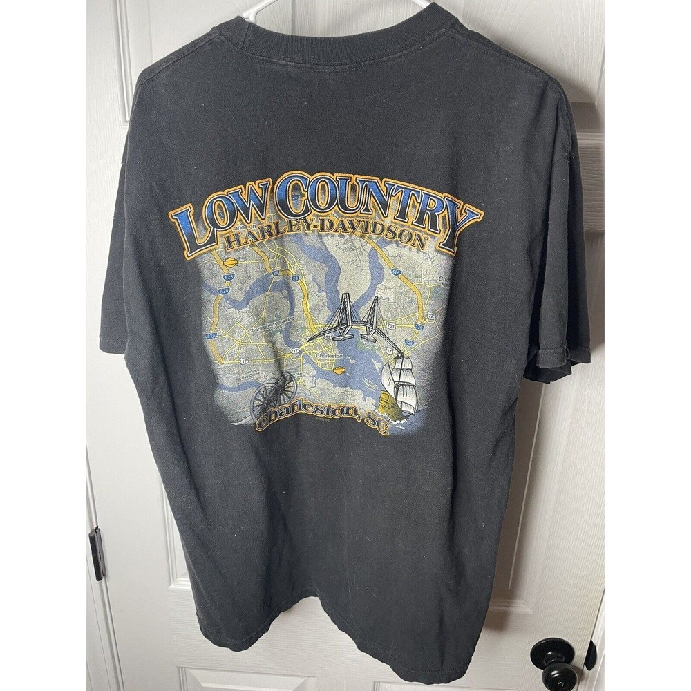 Vintage Harley Davidson T-Shirt 2006 Low Country Charleston SC Map Large USA HTF
